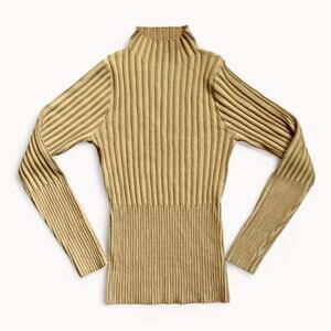 BKE Vintage Y2K Monochrome Mustard Yellow Mock Neck Long Sleeve